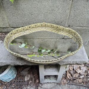 Vintage Mirrored Vanity Dresser Bodouir Tray Gold Filigree Hollywood Regency
